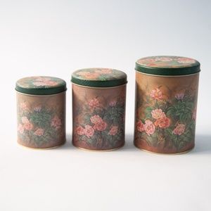 Set of 3 Floral Cottagecore Nesting Tins